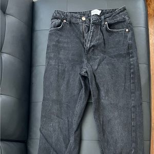 Black wide leg mom jeans